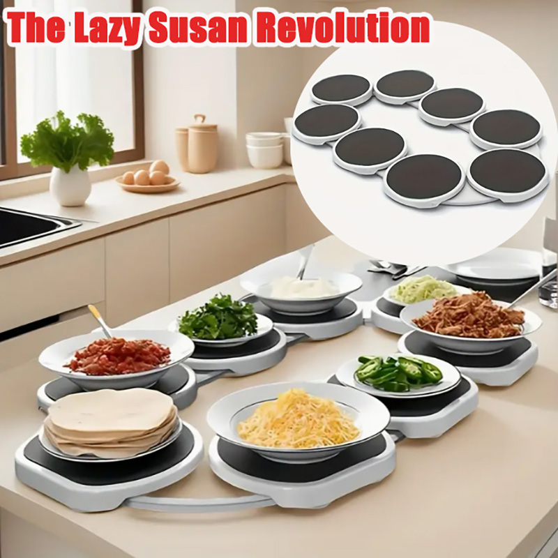 Home Cooking Recipes - Bandeja giratoria Lazy Susan expandible portátil,
